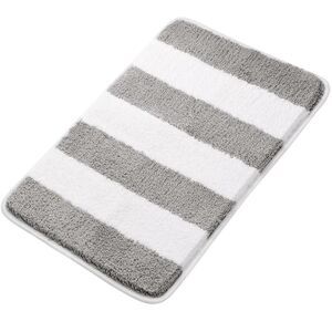 Microfiber Striped Bathroom Rugs Machine Washable Mats 20"x31" Gray&White